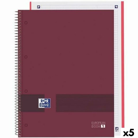 Notatnik Oxford European Book Write&Erase Bordeaux A4 A4+ 80 Kartki (5 Sztuk)