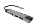 Stacja dokująca Multi Port Fowler Go USB-C - Hub 2x USB 3.0, HDMI 4K, USB-C PD, RJ45