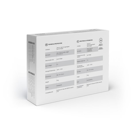 Zewnętrzna obudowa na dysk HDD/SSD 2.5", USB 3.0, AK-66, transparentna