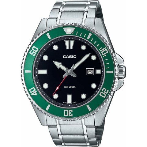 Zegarek Męski Casio DIVER DATE 200M - BLACK Czarny Srebrzysty (Ø 44 mm) (Ø 46 mm)