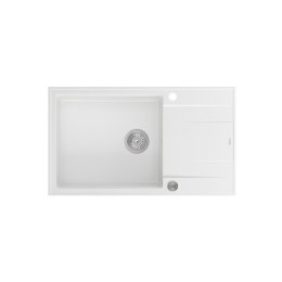Zlewozmywak granitowy QUADRON EVAN 136 XL biały wpuszczany + syfon Push-2-Open