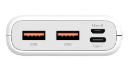 PowerBank Silicon Power Cell C20QC 20000mAh QC3.0+PD Micro USB typ B USB 3.0 USB-C kolor biały (SP20KMAPBKC20QCW)