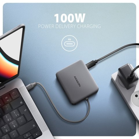 HMC-5HL Wieloportowy hub USB 5in1, 5Gbps, 2x USB-A, HDMI 4K/60Hz, GLAN, PD 100W, 15cm USB-C kabel