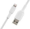 Kabel Braided USB- Lightning 15cm biały
