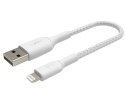 Kabel Braided USB- Lightning 15cm biały