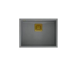Zlewozmywak granitowy QUADRON DAVID 50 szary podwieszany + syfon save space w kolorze PVD