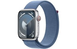 Watch Series 9 GPS + Cellular, 45mm Koperta z aluminium w kolorze srebrnym z opaską sportową w kolorze zimowego błękitu