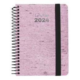 Kalendarz książkowy Grafoplas Ecojeans 2024 Różowy A6 10 x 15 cm