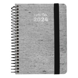 Kalendarz książkowy Grafoplas Ecojeans 2024 Szary A6 10 x 15 cm