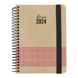 Kalendarz książkowy Grafoplas Nature Brązowy 2024 Różowy A6 10 x 15 cm