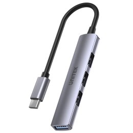 UNITEK HUB USB-C 1XUSB-A 5 GBPS, 3XUSB-A 2.0 ALU