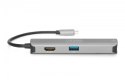 Stacja dokująca USB-C, 5 portów 4K 30Hz HDMI 3x USB3.0 RJ45 srebrna