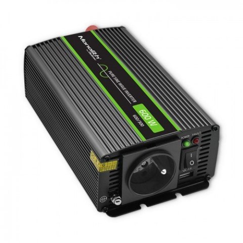 QOLTEC PRZETWORNICA NAPIĘCIA MONOLITH | 300W | 600W | 24V NA 230V | CZYSTY SINUS