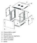 Szafka wisząca rack 6U 600x600 szara metalowe drzwi