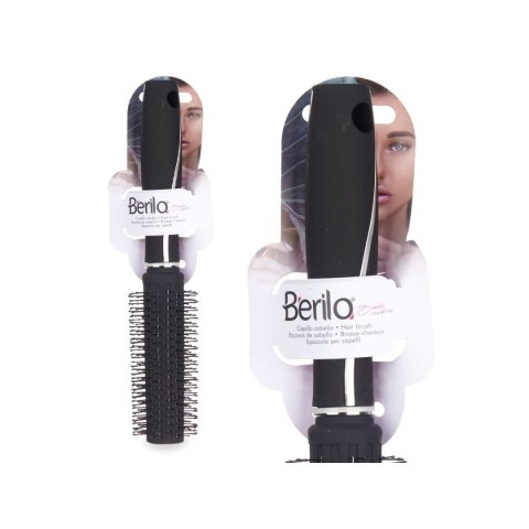 Okrągła szczotka Berilo Czarny Silikon Plastikowy (12 Sztuk)