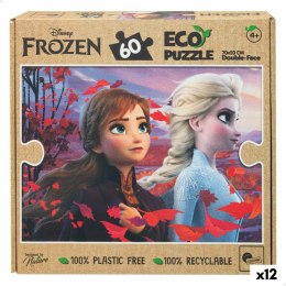 Puzzle dla dzieci Frozen Dwustronny 60 Części 70 x 1,5 x 50 cm (12 Sztuk)