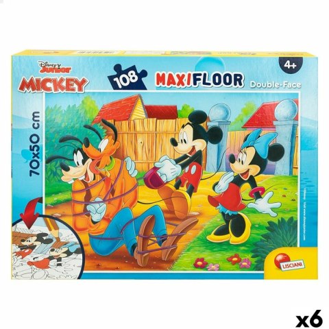 Puzzle dla dzieci Mickey Mouse Dwustronny 108 Części 70 x 1,5 x 50 cm (6 Sztuk)