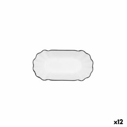 Tacka do przekąsek Quid Gastro Biały Czarny Ceramika 20,5 x 11 x 3,5 cm (12 Sztuk)