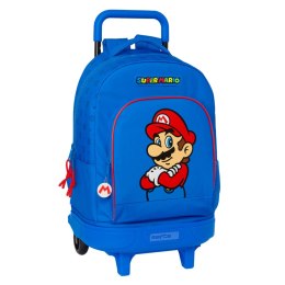 Torba szkolna z kółkami Super Mario Play Niebieski Czerwony 33 X 45 X 22 cm