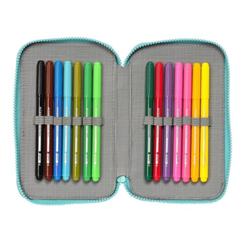 Piórnik Podwójny Baby Shark Surfing Niebieski Biały 12.5 x 19.5 x 4 cm (28 Części)