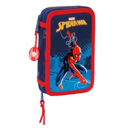 Piórnik Podwójny Spider-Man Neon Granatowy 12.5 x 19.5 x 4 cm (28 Części)