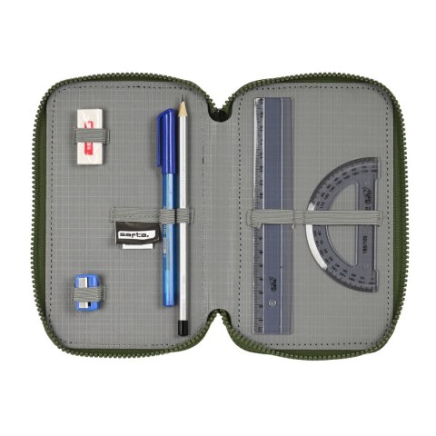 Piórnik potrójny Safta Dark forest Czarny Kolor Zielony 12.5 x 19.5 x 5.5 cm (36 Części)