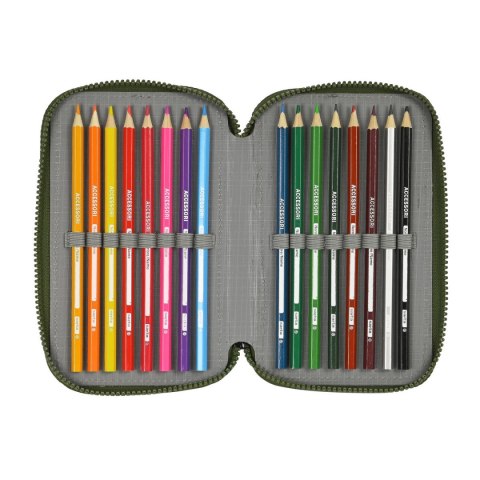 Piórnik potrójny Safta Dark forest Czarny Kolor Zielony 12.5 x 19.5 x 5.5 cm (36 Części)