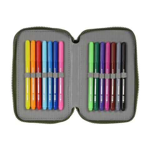 Piórnik potrójny Safta Dark forest Czarny Kolor Zielony 12.5 x 19.5 x 5.5 cm (36 Części)