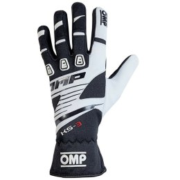 Rękawice kartingowe OMP KS-3 Biały/Czarny Czarny/Biały L