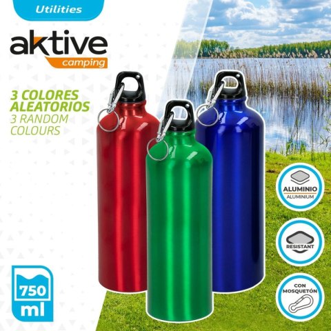 Butelka wody Aktive 750 ml Karabinek Aluminium 7 x 25 x 7 cm (24 Sztuk)