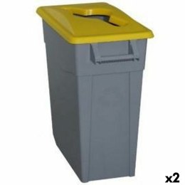 Kosz na śmieci do recyklingu Denox 65 L Żółty (2 Sztuk)