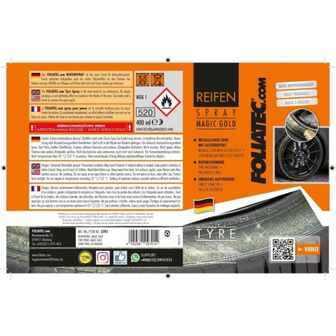Farba w sprayu Foliatec Złoty Koła 400 ml