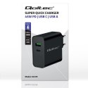 QOLTEC ŁADOWARKA SUPER QUICK PD | 1XUSB-C | 1XUSB | 45W | 5-20V | 2.25-3A | CZARNA