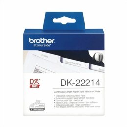 Taśma papieru termicznego, ciągła Brother DK-22214 12 x 30,48 mm Biały Czarny Czarny/Biały