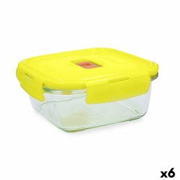 Hermetyczne pudełko na lunch Luminarc Pure Box Holy Żółty Szkło Kwadratowy 1,22 L (6 Sztuk)