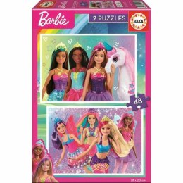 Zestaw 2 Puzzli Barbie Girl 48 Części 28 x 20 cm