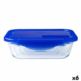 Hermetyczne pudełko na lunch Pyrex Cook & Go 20,5 x 15,5 x 6 cm Niebieski 800 ml Szkło (6 Sztuk)