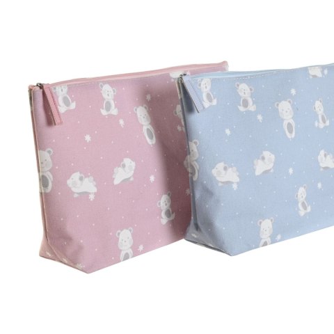 Torba podróżna DKD Home Decor Niebieski Różowy polialgodon osos 33 x 8 x 21 cm (2 Sztuk)