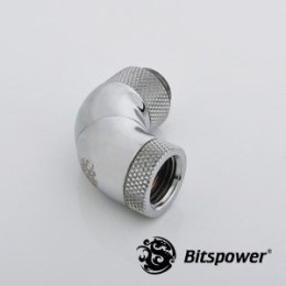 Bitspower Adapter 90 stopni G1/4 cala Gwint zewnętrzny na G1/4 cala gwint wewnętrzny - 3x obrotowy, błyszczący srebrny