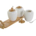 Pojemnik na Cukier DKD Home Decor Biały Naturalny Bambus Porcelana 31 x 9 x 7 cm 4 Części