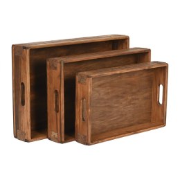 Zestaw tacek Home ESPRIT Naturalny Drewno świerkowe 56 x 38 x 10 cm (3 Części)