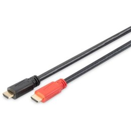 HDMI High Speed connection cable, type A, w/ amp.M/M, 10.0m, Ultra HD 24p, CE, gold, bl