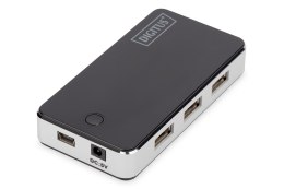 HUB 7-portowy USB 2.0 HighSpeedaktywny, czarno-srebrny