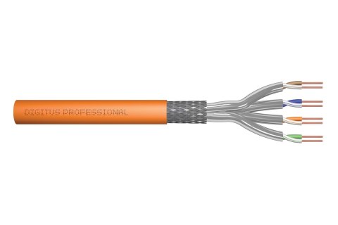 Kabel instalacyjny DIGITUS kat.7, S/FTP, Dca, AWG 23/1, LSOH, 500m, pomarańczowy, szpula
