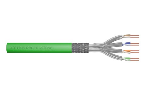 Kabel instalacyjny DIGITUS kat.8.2, S/FTP, Dca, AWG 22/1, LSOH, 500m, zielony, szpula