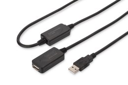 Kabel przedłużający USB 2.0 HighSpeed 20mTyp USB A/USB A M/Ż aktywny, czarny 20m