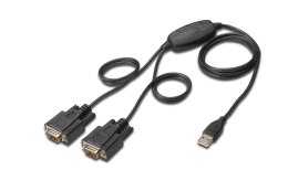 Konwerter/Adapter USB 2.0 do 2x RS232 (DB9)z kablem USB A M/Ż dł. 80cm