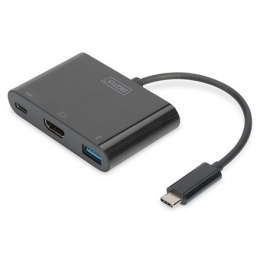 Multi Adapter HDMI, USB C, USB A na USB 3.1 Typ C4K 30Hz UHD, z audio, czarny