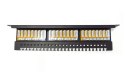 Panel krosowy 19'' 24x RJ45, LSA poziom, kat.6, ekranowany, 1U, czarny,prowadnica kabli,pola opisowe