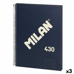 Notatnik Milan 430 Niebieski A4 80 Kartki (3 Sztuk)